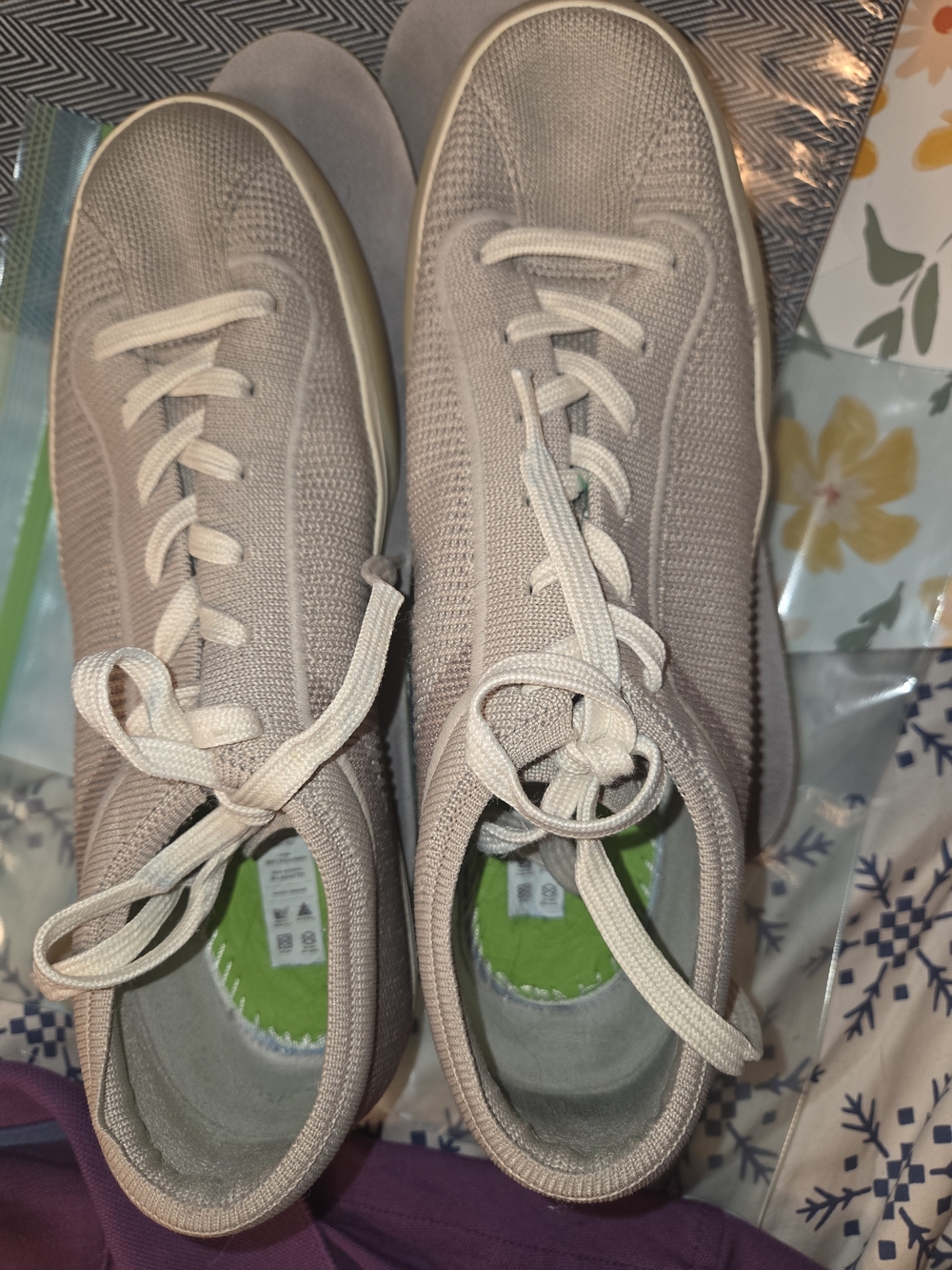 Rothy's Women’s Knit Lace-Up Sneakers in Light Taupe